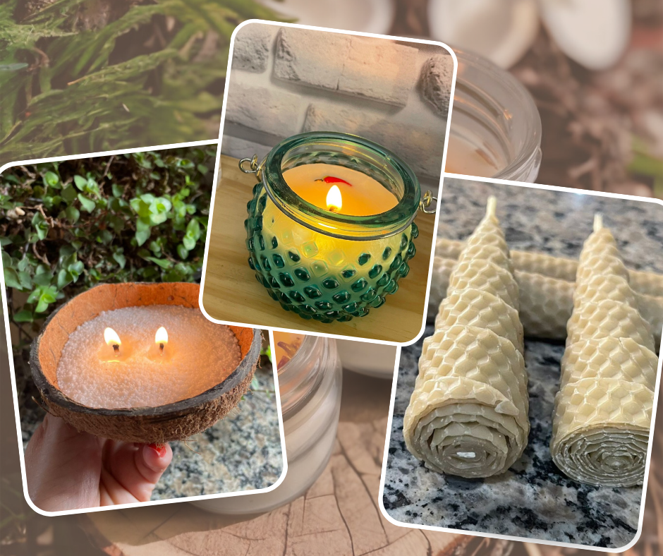 Variedade de velas artesanais naturais